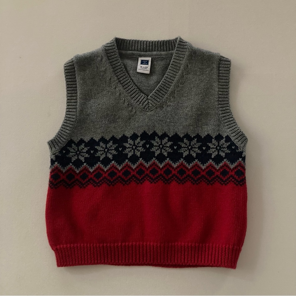 Janie and Jack Baby Boy 18-24 Months Holiday Christmas Fair Isle Sweater Vest